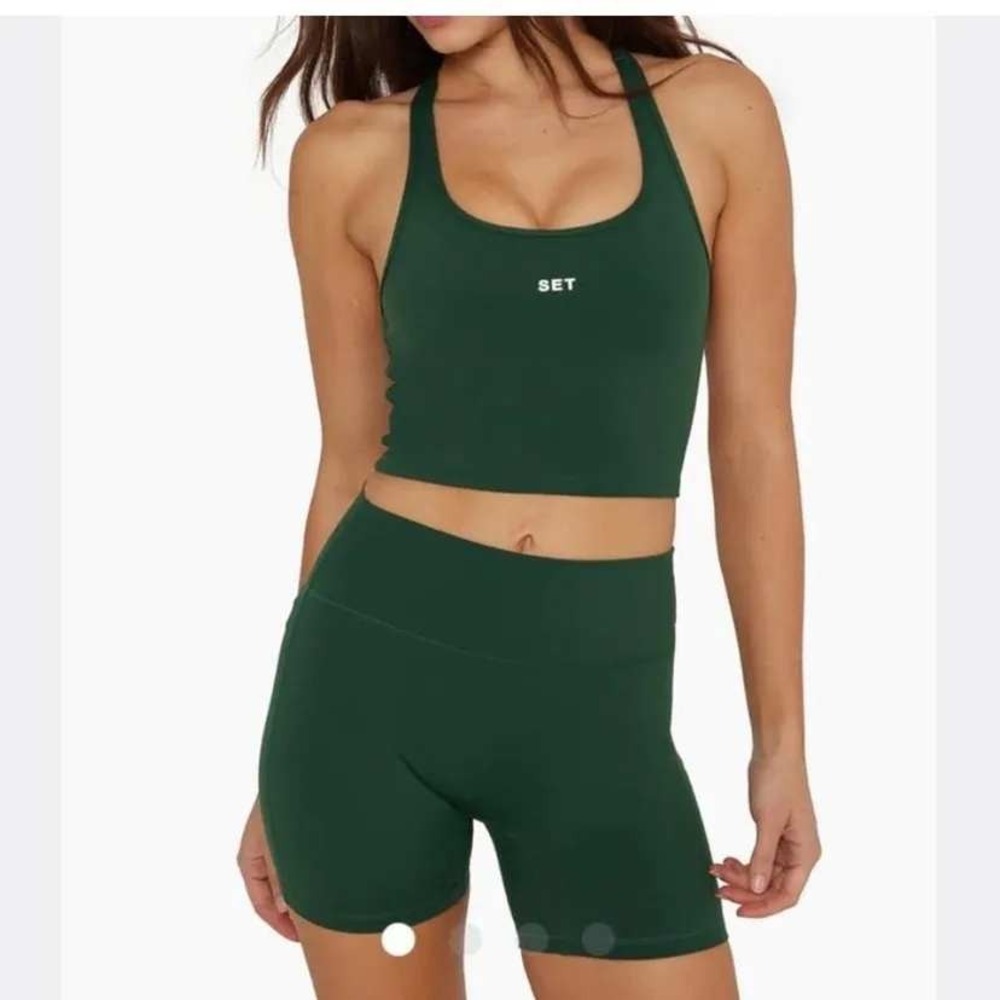 Set Active Sportbody Racerback Cropped Tank Top Forest Green XS